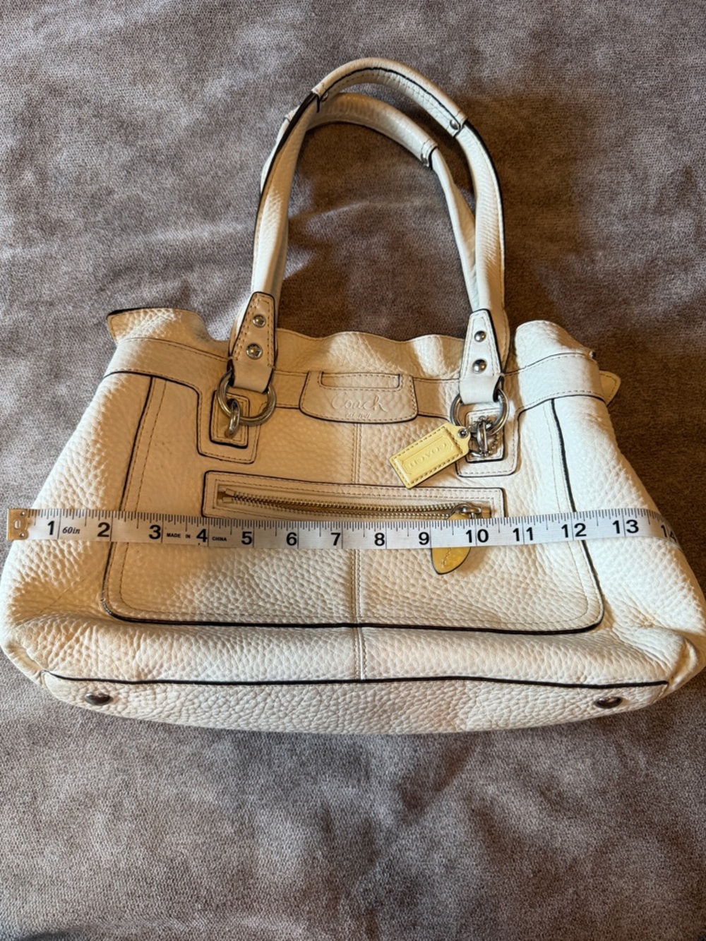 COACH Penelope Ivory Pebbled Leather Shoulder Handbag F14686 - Picture 14 of 16